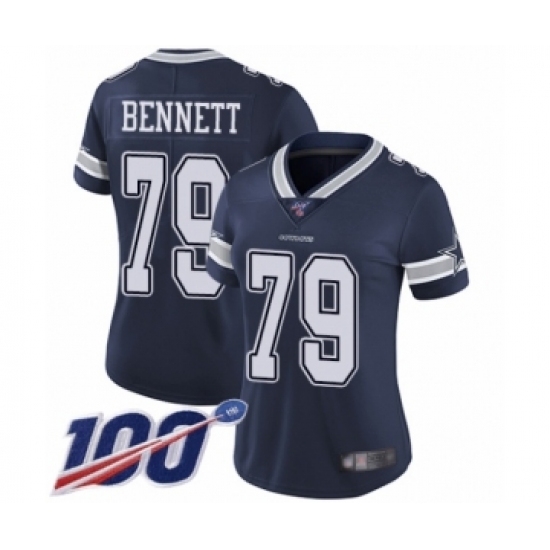 Women's Dallas Cowboys #79 Michael Bennett Navy Blue Team Color Vapor Untouchable Limited Player 100th Season Football Jersey - Ujersey