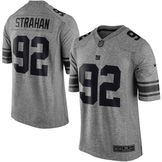 Men's Nike New York Giants #92 Michael Strahan Limited Gray Gridiron NFL Jersey - Ujersey
