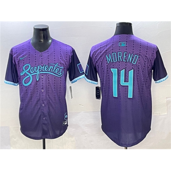 Men's Arizona Diamondbacks #14 Gabriel Moreno Purple 2025 City Connect Limited Stitched Baseball Jersey - Ujersey