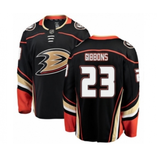 Men's Anaheim Ducks #23 Brian Gibbons Authentic Black Home Fanatics Branded Breakaway NHL Jersey - Ujersey