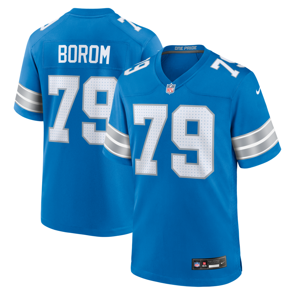 Men's Detroit Lions Larry Borom Nike Blue Team Game Jersey - U-jersey