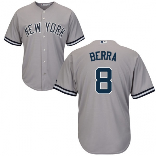 Youth Majestic New York Yankees #8 Yogi Berra Replica Grey Road MLB Jersey - Ujersey