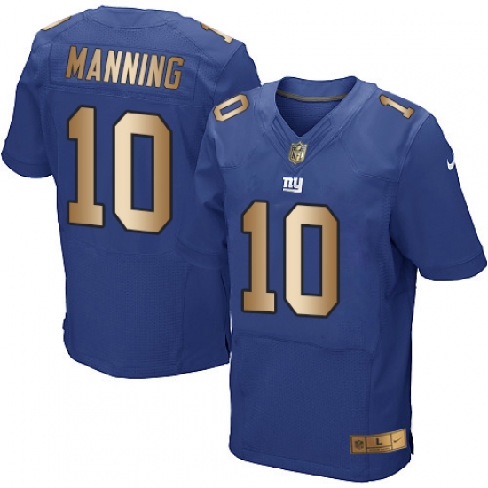 Men's Nike New York Giants #10 Eli Manning Elite Blue/Gold Team Color NFL Jersey - Ujersey