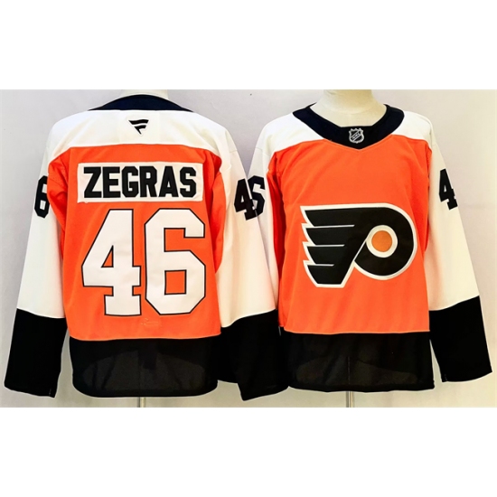 Men's Philadelphia Flyers #46 Trevor Zegras Orange 2024 Stitched Jersey - Ujersey