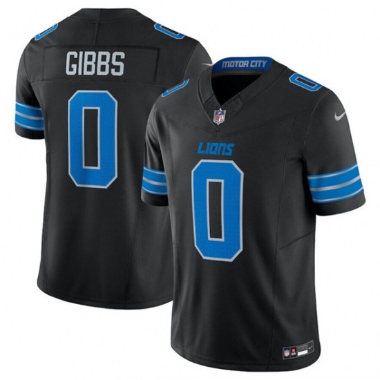 Men's Detroit Lions #0 Jahymr Gibbs Black 2025 F.U.S.E. Vapor Limited Football Stitched Jersey - Ujersey