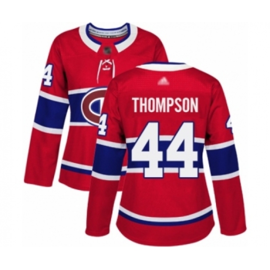 Women's Montreal Canadiens #44 Nate Thompson Authentic Red Home Hockey Jersey - Ujersey