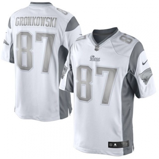 Men's Nike New England Patriots #87 Rob Gronkowski Limited White Platinum NFL Jersey - Ujersey