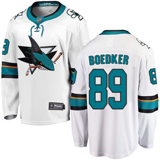 Youth San Jose Sharks #89 Mikkel Boedker Fanatics Branded White Away Breakaway NHL Jersey - Ujersey