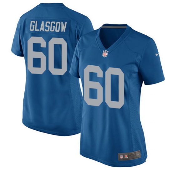 Women's Nike Detroit Lions #60 Graham Glasgow Game Blue Alternate NFL Jersey - Ujersey