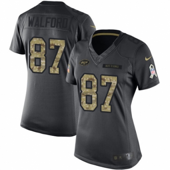 Women's Nike New York Jets #87 Clive Walford Limited Black 2016 Salute to Service NFL Jersey - Ujersey