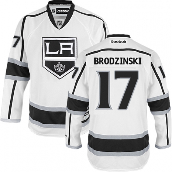 Men's Reebok Los Angeles Kings #17 Jonny Brodzinski Authentic White Away NHL Jersey - Ujersey