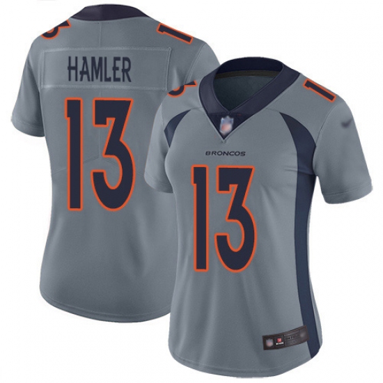 Women's Denver Broncos #13 KJ Hamler Gray Stitched Limited Inverted Legend Jersey - Ujersey