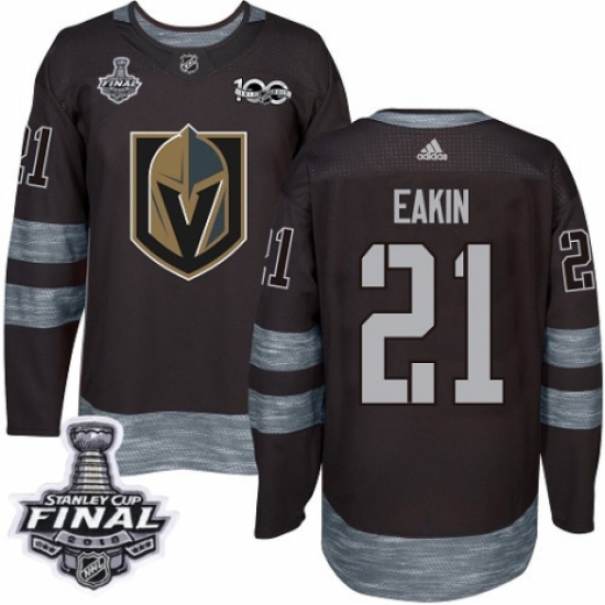 Men's Adidas Vegas Golden Knights #21 Cody Eakin Authentic Black 1917-2017 100th Anniversary 2018 Stanley Cup Final NHL Jersey - Ujersey