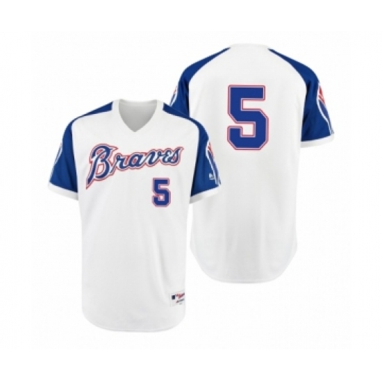 Men's Braves #5 Freddie Freeman White 1974 Turn Back the Clock Authentic Jersey