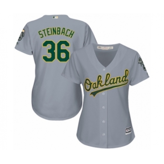 Women's Oakland Athletics #36 Terry Steinbach Authentic Grey Road Cool Base Baseball Jersey