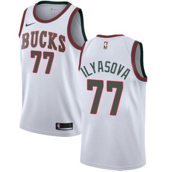 Men's Nike Milwaukee Bucks #77 Ersan Ilyasova Swingman White Fashion Hardwood Classics NBA Jersey - Ujersey