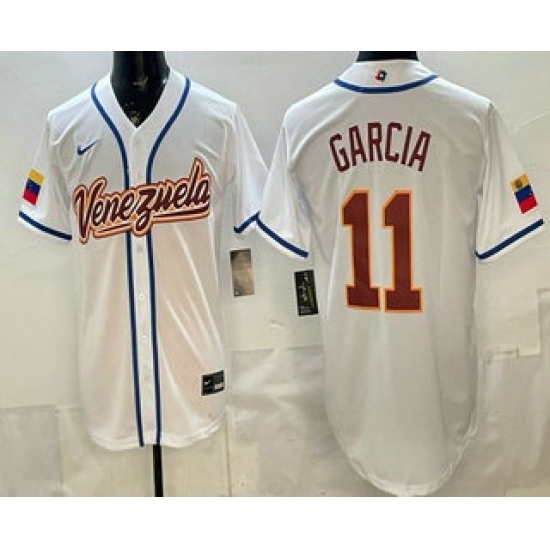 Men's Venezuela #11 Maikel Garcia White 2026 World Baseball Classic Cool Base Jersey - U-jersey