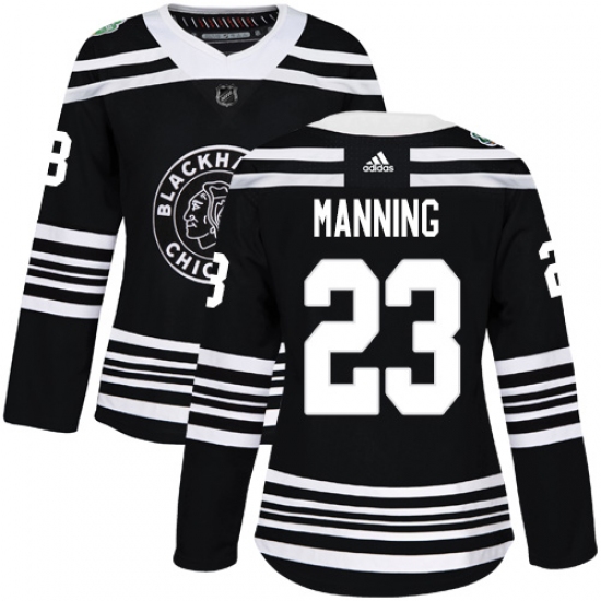 Women's Adidas Chicago Blackhawks #23 Brandon Manning Authentic Black 2019 Winter Classic NHL Jersey - Ujersey