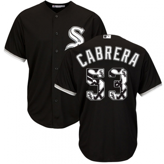 Men's Majestic Chicago White Sox #53 Melky Cabrera Authentic Black Team Logo Fashion Cool Base MLB Jersey - Ujersey