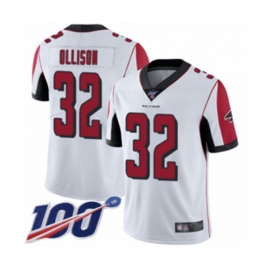 Men's Atlanta Falcons #32 Qadree Ollison White Vapor Untouchable Limited Player 100th Season Football Jersey - Ujersey