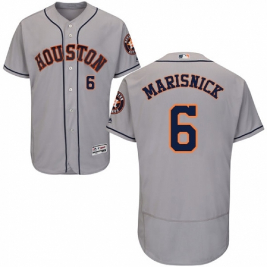 Men's Majestic Houston Astros #6 Jake Marisnick Grey Road Flex Base Authentic Collection MLB Jersey - Ujersey