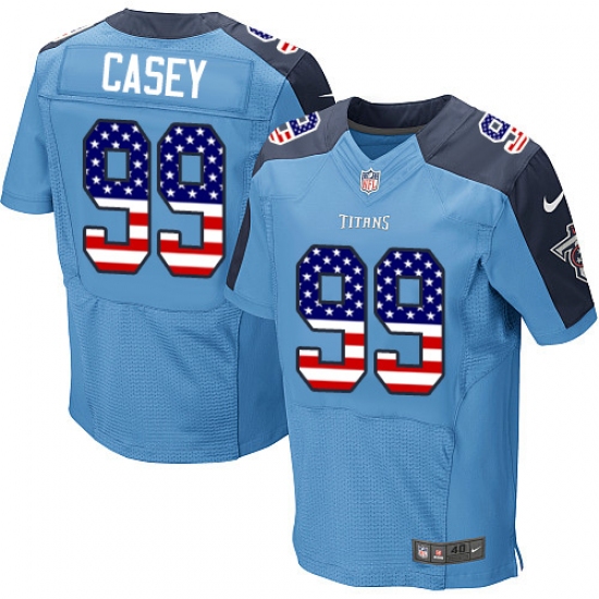 Men's Nike Tennessee Titans #99 Jurrell Casey Elite Light Blue Home USA Flag Fashion NFL Jersey - ujerseystore