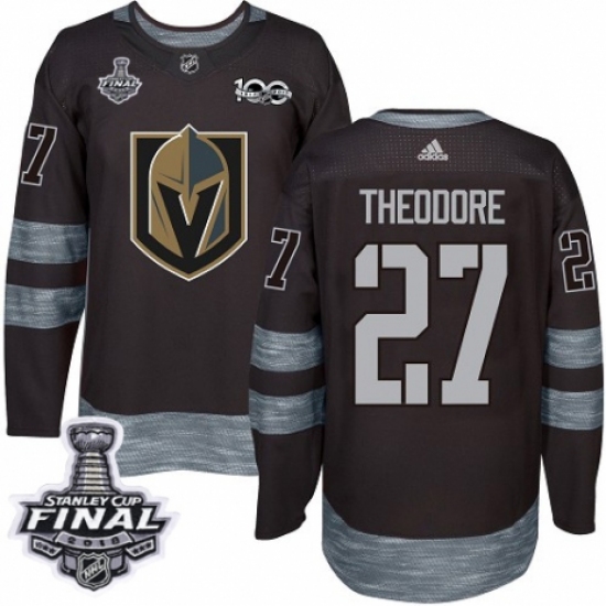 Men's Adidas Vegas Golden Knights #27 Shea Theodore Authentic Black 1917-2017 100th Anniversary 2018 Stanley Cup Final NHL Jersey - Ujersey