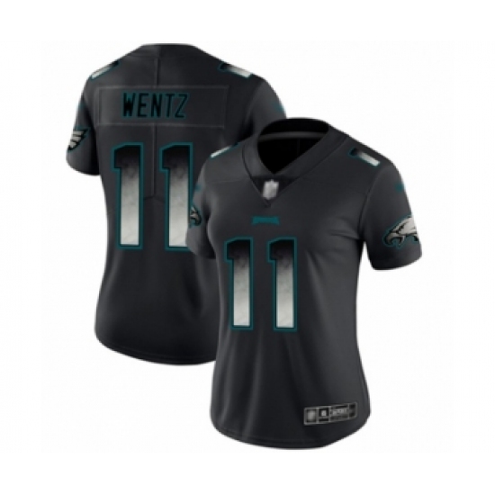 Women's Philadelphia Eagles #11 Carson Wentz Limited Black Smoke Fashion Football Jersey - Ujersey
