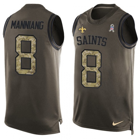 Men's Nike New Orleans Saints #8 Archie Manning Limited Green Salute to Service Tank Top NFL Jersey - Ujersey