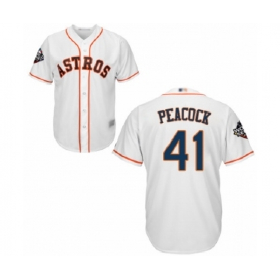 Youth Houston Astros #41 Brad Peacock Authentic White Home Cool Base 2019 World Series Bound Baseball Jersey - Ujersey