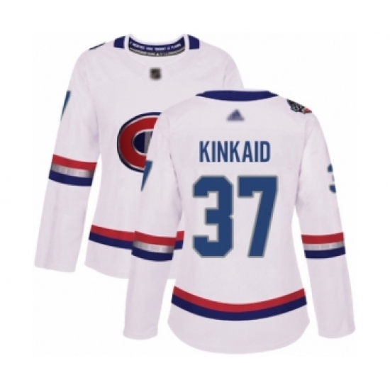 Women's Montreal Canadiens #37 Keith Kinkaid Authentic White 2017 100 Classic Hockey Jersey - Ujersey