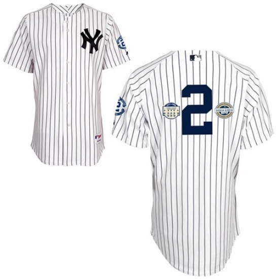 Men's Majestic New York Yankees #2 Derek Jeter Authentic White w/Commemorative Final Season & Inaugural Season & Retirement Patch MLB Jersey - Ujersey