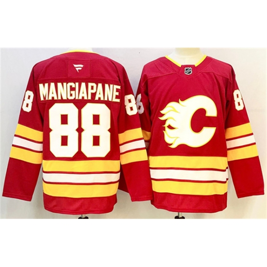 Men's Calgary Flames #88 Andrew Mangiapane Red 2024-25 Home Stitched Hockey Jersey - Ujersey