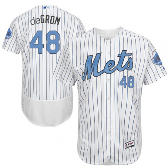 Men's Majestic New York Mets #48 Jacob deGrom Authentic White 2016 Father's Day Fashion Flex Base MLB Jersey - Ujersey