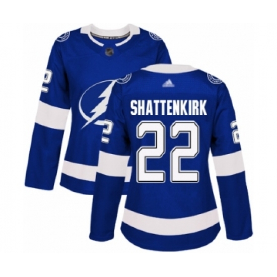 Women's Tampa Bay Lightning #22 Kevin Shattenkirk Authentic Royal Blue Home Hockey Jersey