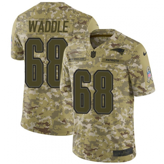 Men's Nike New England Patriots #68 LaAdrian Waddle Limited Camo 2018 Salute to Service NFL Jersey - Ujersey