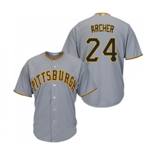 Men's Pittsburgh Pirates #24 Chris Archer Replica Grey Road Cool Base Baseball Jersey - Ujersey