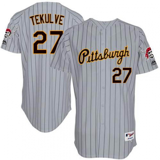 Men's Majestic Pittsburgh Pirates #27 Kent Tekulve Authentic Grey 1997 Turn Back The Clock MLB Jersey - Ujersey