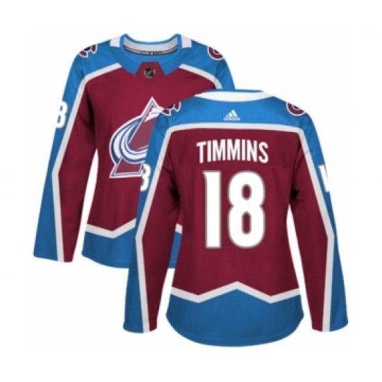 Women's Adidas Colorado Avalanche #18 Conor Timmins Premier Burgundy Red Home NHL Jersey - Ujersey