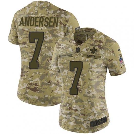 Women's Nike New Orleans Saints #7 Morten Andersen Limited Camo 2018 Salute to Service NFL Jersey - Ujersey