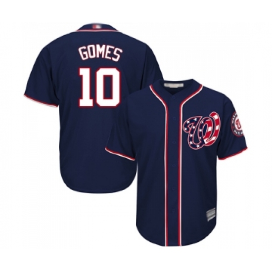 Youth Washington Nationals #10 Yan Gomes Replica Navy Blue Alternate 2 Cool Base Baseball Jersey - Ujersey