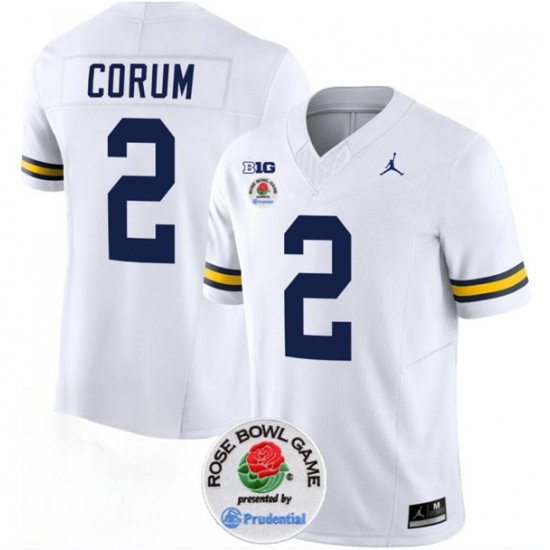 Men's Michigan Wolverines #2 Blake Corum 2023 F.U.S.E. White Rose Bowl Stitched Jersey - Ujersey
