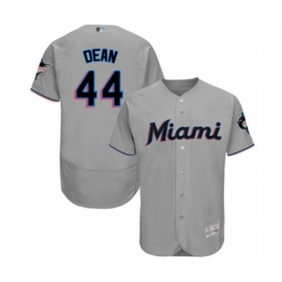 Men's Miami Marlins #44 Austin Dean Grey Road Flex Base Authentic Collection Baseball Player Jersey - Ujersey