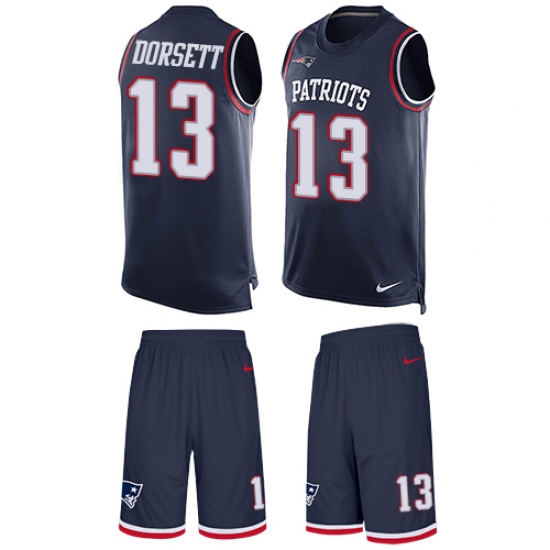 Men's Nike New England Patriots #13 Phillip Dorsett Limited Navy Blue Tank Top Suit NFL Jersey - Ujersey