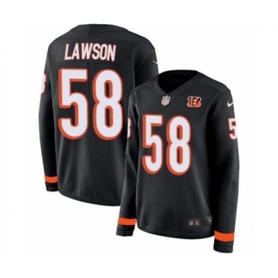 Women's Nike Cincinnati Bengals #58 Carl Lawson Limited Black Therma Long Sleeve NFL Jersey - Ujersey