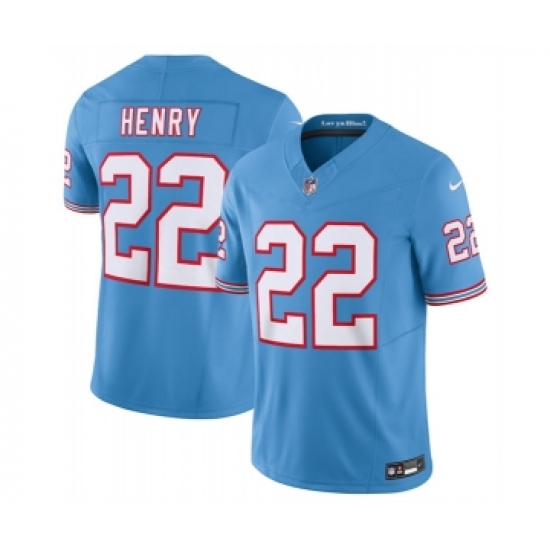 Men's Nike Tennessee Titans #22 Derrick Henry Light Blue 2023 F.U.S.E. Vapor Limited Throwback Stitched Football Jersey - Ujersey