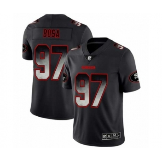Men's San Francisco 49ers #97 Nick Bosa Black Smoke Fashion Limited Football Jersey - Ujersey