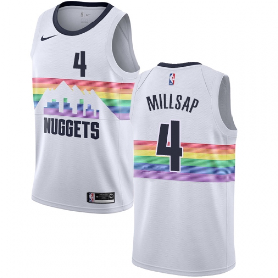 Men's Nike Denver Nuggets #4 Paul Millsap Swingman White NBA Jersey - City Edition - Ujersey