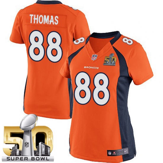Women's Nike Denver Broncos #88 Demaryius Thomas Elite Orange Team Color Super Bowl 50 Bound NFL Jersey - Ujersey