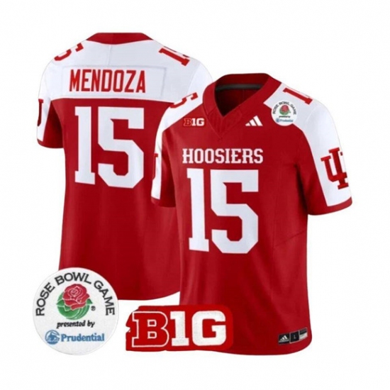 Men's Indiana Hoosiers #15 Fernando Mendoza 2025 F.U.S.E. Rose Bowl Red White Stitched Jersey - Ujersey